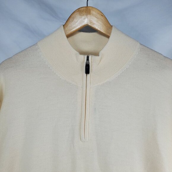 Jos. A. Bank Men's Ivory Pullover Sweater Long Sleeve 1/4 Zip Size XXL (C-5) - Picture 3 of 13